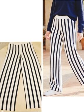 ⛵ Mediterranean Chic: Greece Wide-Leg Knit Pants. Size M/L. Excellent Confition